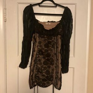 Black Lace Long Sleeve Dress